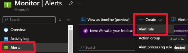 Azure Monitor Alert Rule creation